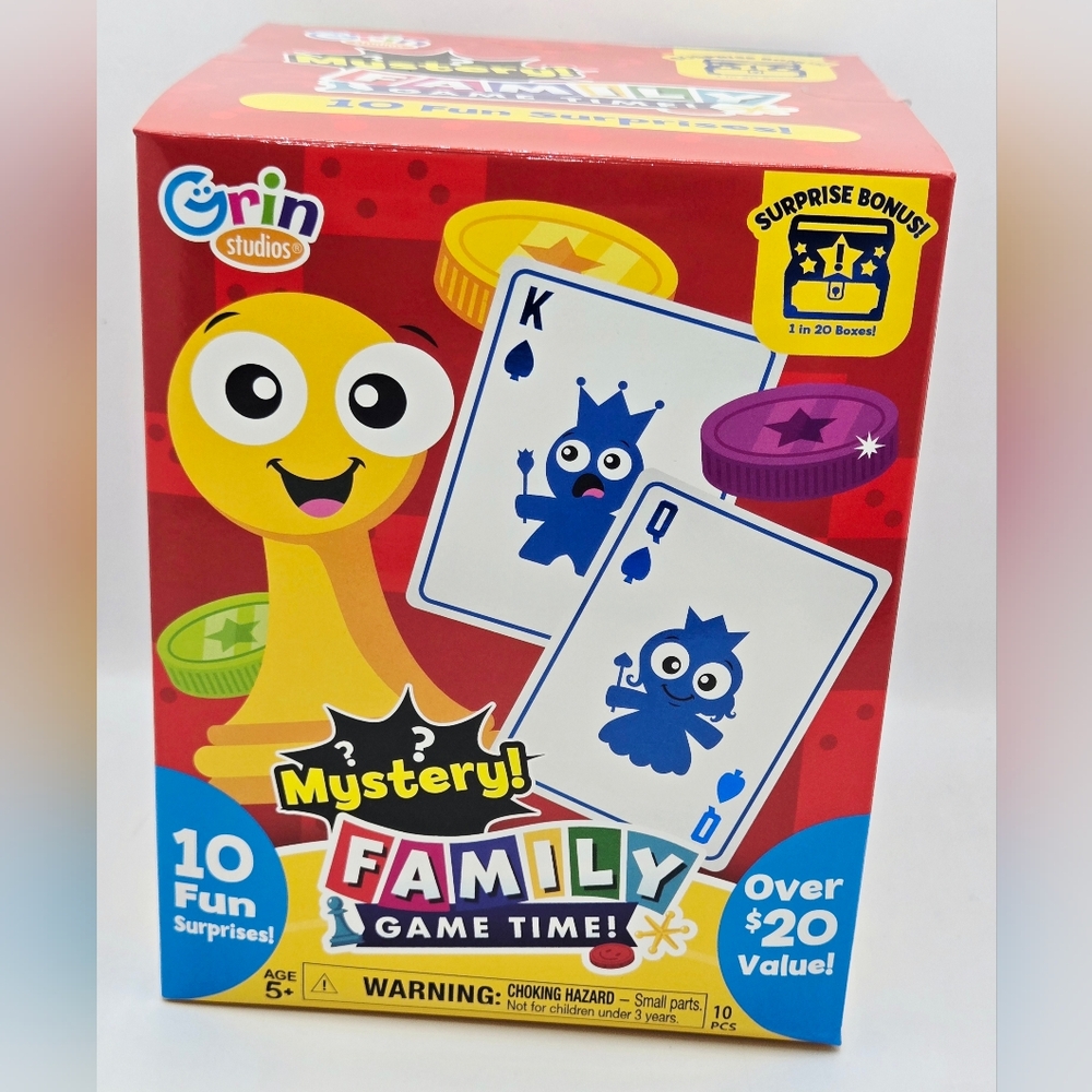 New Sealed Grin Studios Mystery Family Game Time Box 10 fun surprises Fidget